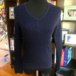 Talbots Navy Blue V-Neck Pima Cotton Sweater